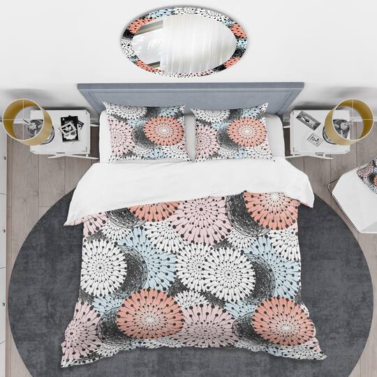 Designart 'Retro Abstract Flower Design I' Mid-Century Duvet Cover Set